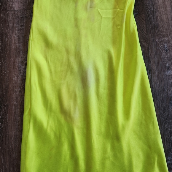 L'Agence Jodie V Neck Slip Dress in Chartreuse Yellow Silk Sleeveless 4 *Defect* - Picture 4 of 13